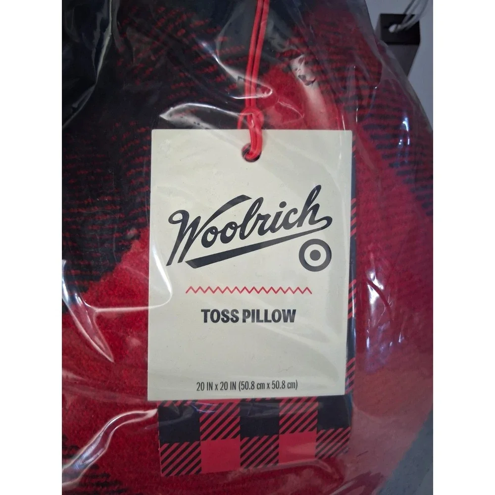 Woolrich Throw Pillow 20x20 Buffalo Plaid Red/Black Polyester Zipper